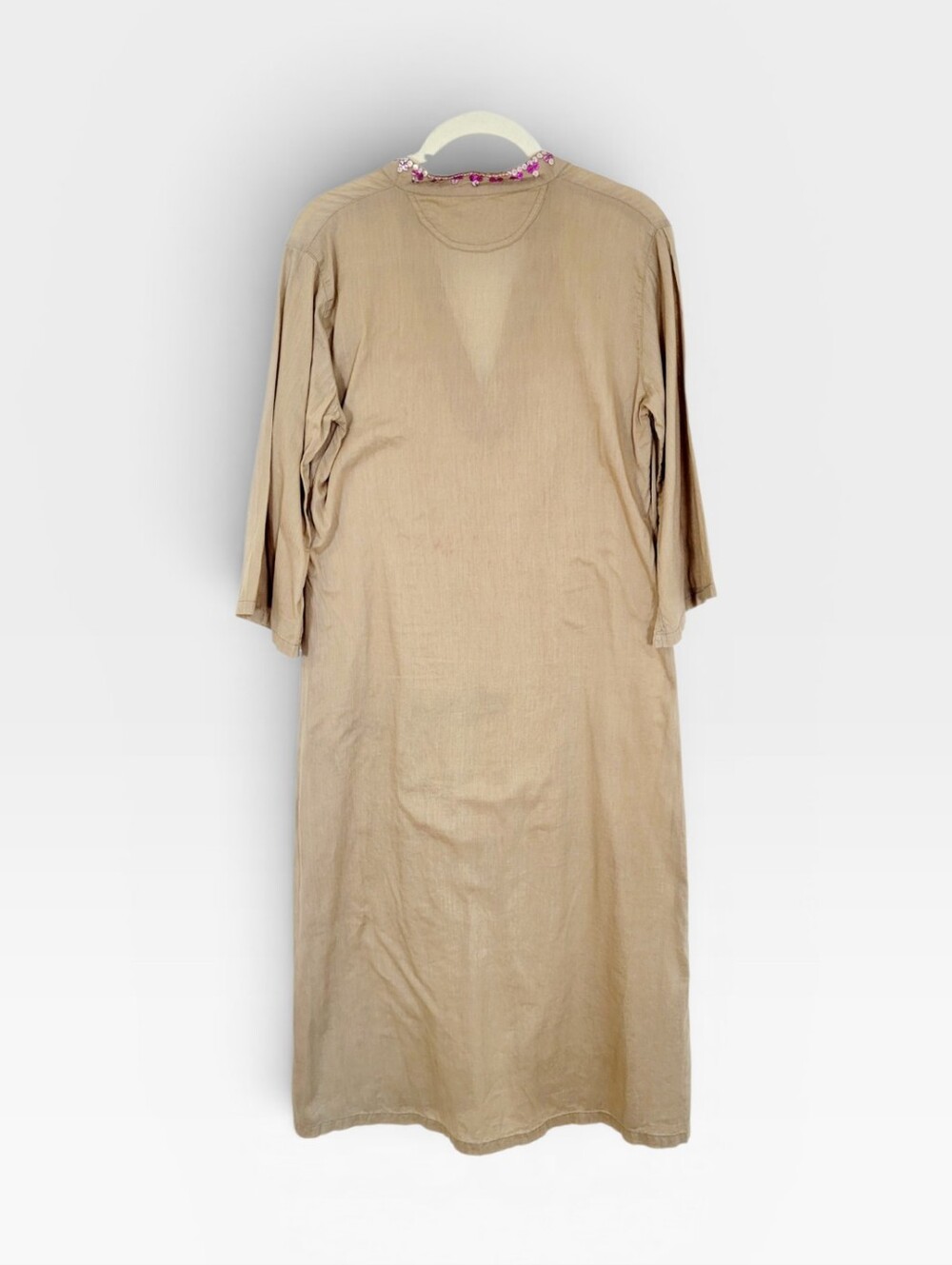 PARADIS BLANC European Cotton Sequin Detail Kaftan Swimsuit Coverup Cover Up M - Picture 5 of 11